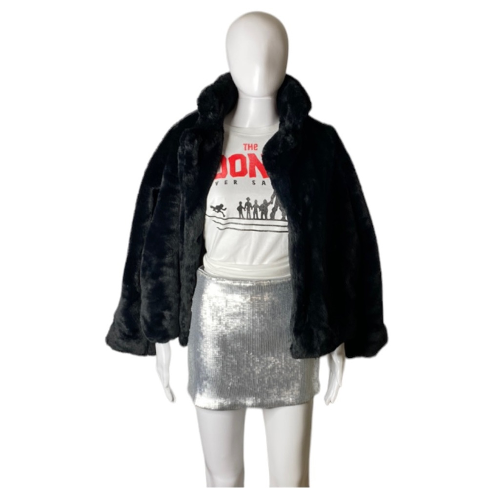 Future Collective Silver Sequin A-Line Mini Skirt Size XS